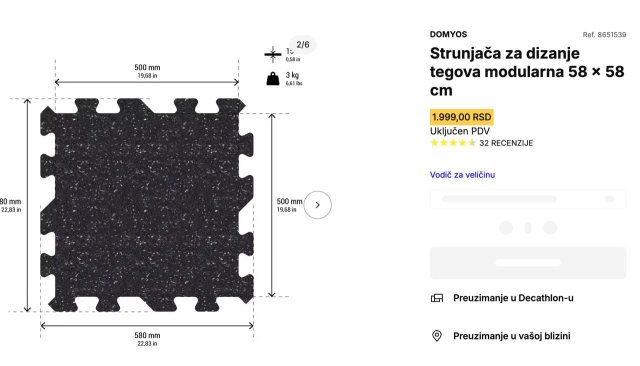 Strunjača za dizanje tegova modularna